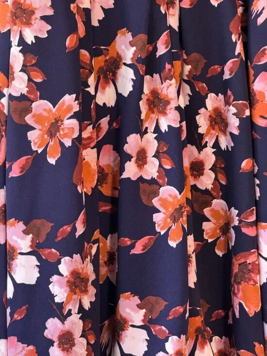 Soprano Large Blue Floral Sleeveless Fit and Flare V Neck Stretch Mini Dress - Picture 7 of 8